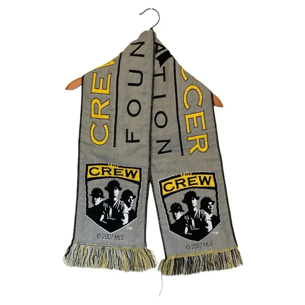 Crew Soccer Foundation Gray Black Yellow Men's Scarf 8X50 MLS 2007 Bam Bams